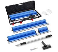 Kit de lames à lisser pour placo - 3 pièces - 25/60/80 cm - Tige télescopique - Lames en acier inoxydable de large largeur - Étui de transport - Bleu