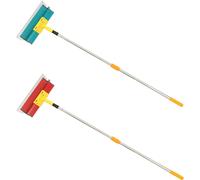 Kit de lames de raclage pour cloisons sèches - Kit de spatules/raclettes - Perche télescopique 80-130 cm - 4 lames 25/40/60/80 cm - Épaisseur 0,35 mm - Avec capuchons de protection - Rouge
