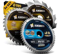 Kit de lames de scie circulaire à main Amboss Ø190, compatible avec les modèles Bosch GKS 190, Bosch PKS 66 A, Metabo KS66 et Makita 5705R