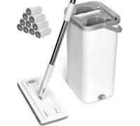 Kit de lavage de sol Masthome avec seau et tête de balai 10 microfibres, manche en acier inoxydable