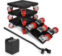 Kit de levage et de transport de meubles Unyqoos® – 4 roulettes pour meubles, ensemble de 5 pièces, roulettes pivotantes à 360°, levier avec rallonge de 63 cm, capacité de charge de 600 kg