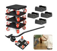 Kit de Leve Meuble, roulettes pour Meubles avec 630 mm Barre d'extension, 4 Roue Rotative à 360 Degrés, Charge Maximale 500 kg, pour Déplacement de Réfrigérateurs, Canapé, Machine à Laver, etc.