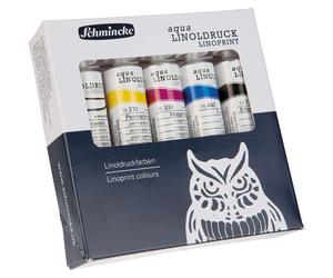 Kit de linogravure, 5 x 20 ml, à base d'eau, couleurs vives