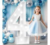 Kit de lumières LED décoratives grand format 4FT avec chiffres 4 lumineux, kit de lumières de tonnelle en mosaïque pour anniversaire, remise de diplôme, fête de bébé, bar à la maison, événements