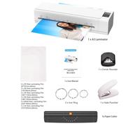 Kit de machine de laminage de bureau, format A3, multifonctionnelle, pour laminage à chaud et à froid, système à 2 rouleaux, largeur maximale de 32 cm (12,5 pouces), avec coupe-papier, trancheuse, per