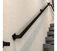 Kit de main courante en fer - Main courante complète pour escaliers intérieurs/extérieurs, garde-corps métallique avec connecteur interne, pour terrasse, porche et marches d'entrée(Black,2.8m)
