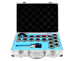 Kit de mandrins à pince ER32 - Cône Morse MT3 - 18 pinces de 2 à 20 mm - Précision de 0,015 mm - Avec mallette à outils - Pour fraiseuse et tour - Noir