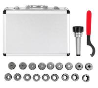 Kit de mandrins à pince - MT3-ER32 - Kit comprenant 18 pinces - Filetage M12 - Trempé 40–50 HRC - Pour le fraisage et le perçage - Argent