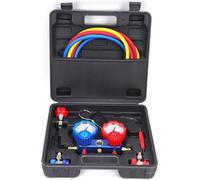 Kit de manomètres pour climatisation - Kit de remplissage et d'entretien à 2 voies - Pour R410A/R134A/R536A/R536G/R636G - Avec manomètres - Noir