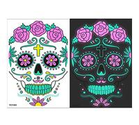 Kit de maquillage de tatouages temporaires pour le visage, B | Autocollants de crâne de conception noctilucent, outil multicolore brillant pour la cérémonie d ' Halloween, garçons