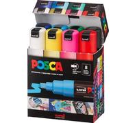 Kit de marqueurs POSCA, 8 stylos, pointe conique, couleurs de base
