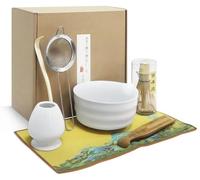 Kit de matcha : accessoires pour la cérémonie du thé, préparation du thé, ensemble complet de 7 pièces, bol de 500 ml, couleur verte