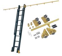 Kit de matériel d'échelle coulissante robuste de bibliothèque - Système de rail roulant en métal de 2,4 m pour la maison, la cuisine ou le salon - Installation facile, aucune échelle incluse - Idéal