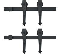 Kit de matériel pour porte coulissante 2 x 183 cm Acier Noir