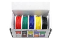 (Kit de mélange de 5 couleurs) fil électrique UL1007, isolation en PVC, câble en cuivre étamé, ligne électrique toronnée 30/28/26/24/22/20/18/16 AWG, fil PCB(Boxed 1,1 BOX_20AWG 10M X5 ROLLS)