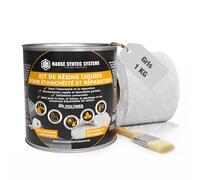 Kit de Membrane d'Étanchéité - Incl. un pinceau et un non-tissé - Joint exterieur et interieur - Colle Étanche pour Fissures & Fuites - Directe Sans Primaire - Tous Matériaux (Gris, 1kg)