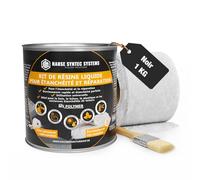 Kit de Membrane d'Étanchéité - Incl. un pinceau et un non-tissé - Joint exterieur et interieur - Colle Étanche pour Fissures & Fuites - Directe Sans Primaire - Tous Matériaux (Noir, 1kg)