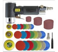 Kit de meuleuse d'angle pneumatique - 1200 tr/min - Excursion de 3 mm - Raccordement d'air NPT de 0,64 cm - Pour le polissage du métal et du bois, ainsi que pour l'élimination de la rouille - Noir