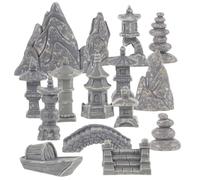 Kit de Mini Pagode pour Rocaille Ambiance Noël 1 Set, Ciment Résine | Mini Ornement de Paysage, Style Japonerie Vintage, Table Zen, Succulentes, Micro Scène Style Aléatoire
