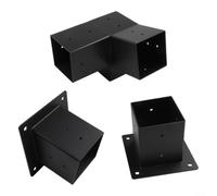 Kit de montage mural pour toit incliné, pergola, pour poteaux de 10,2 x 10,2 cm, support en acier unidirectionnel à 3 voies avec matériel pour porche, tonnelle, jardin (ensemble droit 15°)