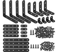 Kit de montants métalliques, 24 montants en L et montants plats, assemblage métallique avec 110 vis pour panneaux dérivés du bois, sièges, bibliothèques, meubles, systèmes d'armoires