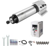 Kit de moteur de broche CNC, 220 V, 1,5 kW, comprenant : moteur de broche CNC refroidi par air, variateur de fréquence (VFD) 220 V, 1,5 kW, collet de serrage CNC de 65 mm, jeu de collets ER11, jeu de 