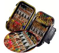Kit de mouches de pêche à la mouche, 24-114 pièces de matériel de pêche à la mouche fait à la main avec des mouches sèches/humides, des streamer, un assortiment de mouches pour la pêche à la truite et