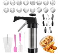 Kit de moule à biscuits Unyqoos® pour biscuits et pâtisseries – 16 formes, 8 buses en acier inoxydable, sans BPA, poignée ergonomique, compatible lave-vaisselle, sac de rangement en TPU