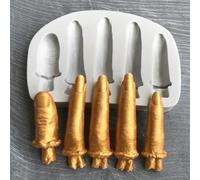 Kit de moules en silicone, 14,2 x 10 x 1,8 cm, moule en silicone en forme de doigt d'Halloween pour pâte à sucre, cupcakes, outils de cuisson pour fondant, chocolat, fête, décoration de gâteau