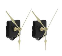 Kit de Mouvement d'Horloge à Quartz Silencieux, 2 Ensembles de Pôles Dorés pour Réparation et DIY Horloge Murale, Remplacement de Mécanisme d'Horloge par Pile AA