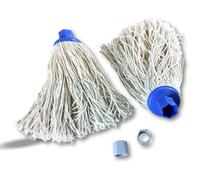 Kit de nettoyage à la serpillère comprenant 2 serpillères de rechange, une tige télescopique et un seau