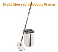 Kit de Nettoyage Balai Vadrouille Serpillière Magique avec Seau Essoreur plus Deux Chiffons pour Recharge