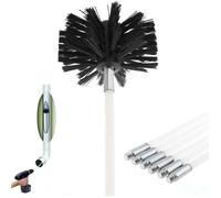 Kit de nettoyage cheminée - PZCC - 9 pièces - Pour poêle à granulés - Têtes interchangeables - Brosse en nylon