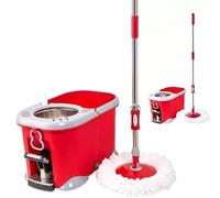 Kit de nettoyage comprenant un seau et une serpillère avec pédale, en microfibre, idéal pour les sols en bois et en carrelage
