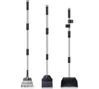 Kit de nettoyage comprenant une fourche et une pelle - Long manche - Acier inoxydable - Facile à démonter - Lavable - Idéal pour le jardin, le poulailler et les enclos