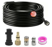 Kit de nettoyage de canalisations, 15 mètres, 180 bars, 2 buses, compatible avec les modèles K2-K7