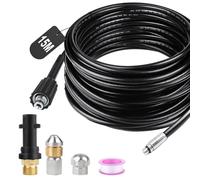 Kit de nettoyage de canalisations, 15 mètres, 180 bars, 60 °C, avec 2 buses et un adaptateur
