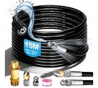 Kit de nettoyage de canalisations, 15 mètres, 180 bars, buse rotative, filetage M22
