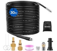 Kit de nettoyage de canalisations, 30 mètres, 4 buses, 3 adaptateurs, 180 bars