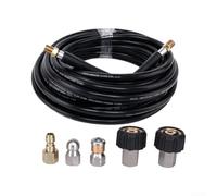 Kit de nettoyage de canalisations de 15 m pour nettoyeur haute pression | Tuyau flexible en PVC avec raccords rapides de 6,35 mm pour bouchons, canalisations, coudes serrés et utilisation en