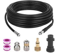 Kit de nettoyage de canalisations de 15 mètres pour nettoyeurs haute pression, compatible avec les marques Karcher et Lavor