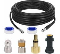 Kit de nettoyage de canalisations - Tuyau d'égout pour nettoyeurs haute pression Kärcher K2, K3, K4, K5, K6, K7 et Lavor - 15M - Tu