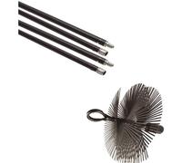Kit de nettoyage de cheminée, comprenant 5 tiges de 1,4 m et une brosse en acier de 250 mm de diamètre