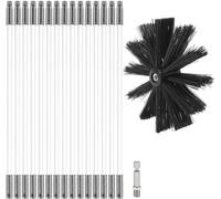 Kit de nettoyage de cheminée - Ensemble de brosses pour conduits - Débouchage de conduits - Tige flexible - 15 tiges de 20 cm - Noir