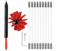 Kit de nettoyage de cheminée professionnel 3 6 m - Brosse de nettoyage de cheminée réglable en nylon 100 mm - 9 tiges de ramonage