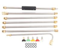 Kit de nettoyage de gouttières, 4000 PSI, comprenant 6 barres droites + 1 barre courbée, et 5 buses