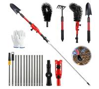 Kit de nettoyage de gouttières télescopique avec manche télescopique de 4 m | Brosse de gouttière avec tête pivotante à 180°, pour gouttières et jardins