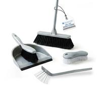 Kit de nettoyage de maison | Ensemble de nettoyage 4 en 1 pour nettoyer toutes les surfaces de la maison bien rangées | Comprend un balai doux à l'intérieur, une pelle à poussière et une brosse, une