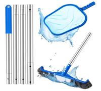 Kit de nettoyage de piscine, filet de 150 cm, brosse de piscine en maille fine avec poteau en aluminium de 119,4 cm pour maison