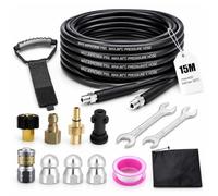 Kit de nettoyage des canaux, tuyau de nettoyage de tuyaux, 15 m avec adaptateur M22